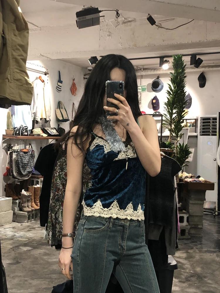 Turquoise lace velour sleeveless +to 3
