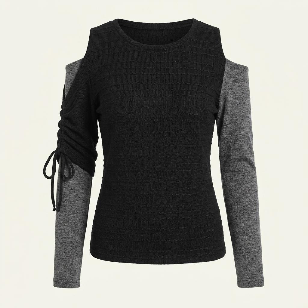Black puff shoulder knit t-shirt +to 1