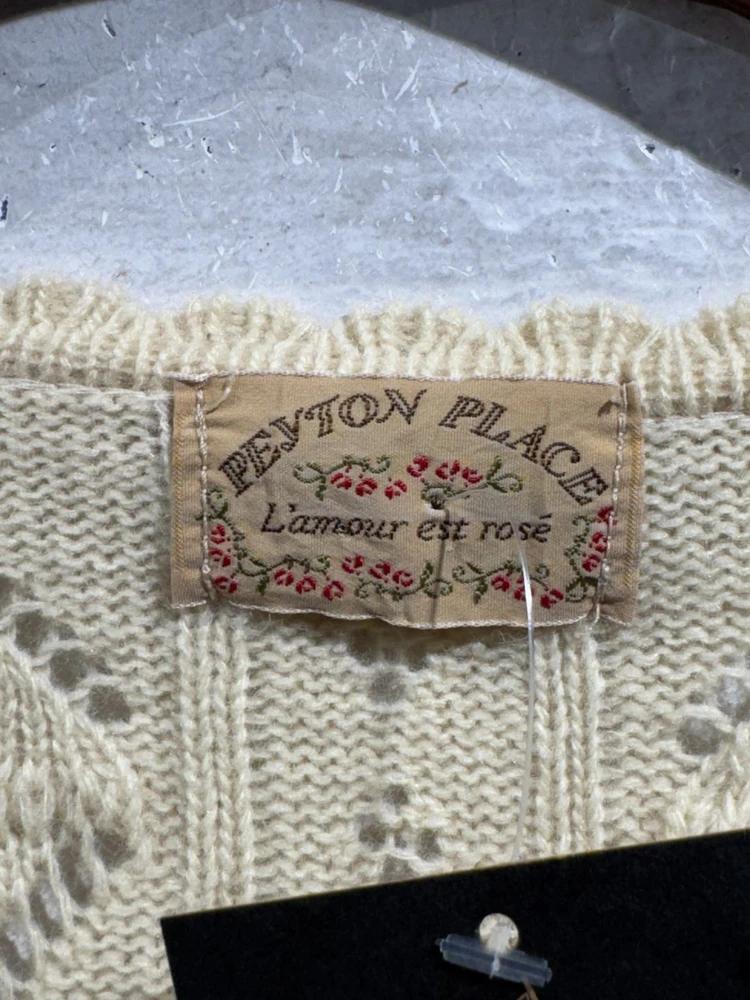 Peyton Place oatmeal cardigan +to 8