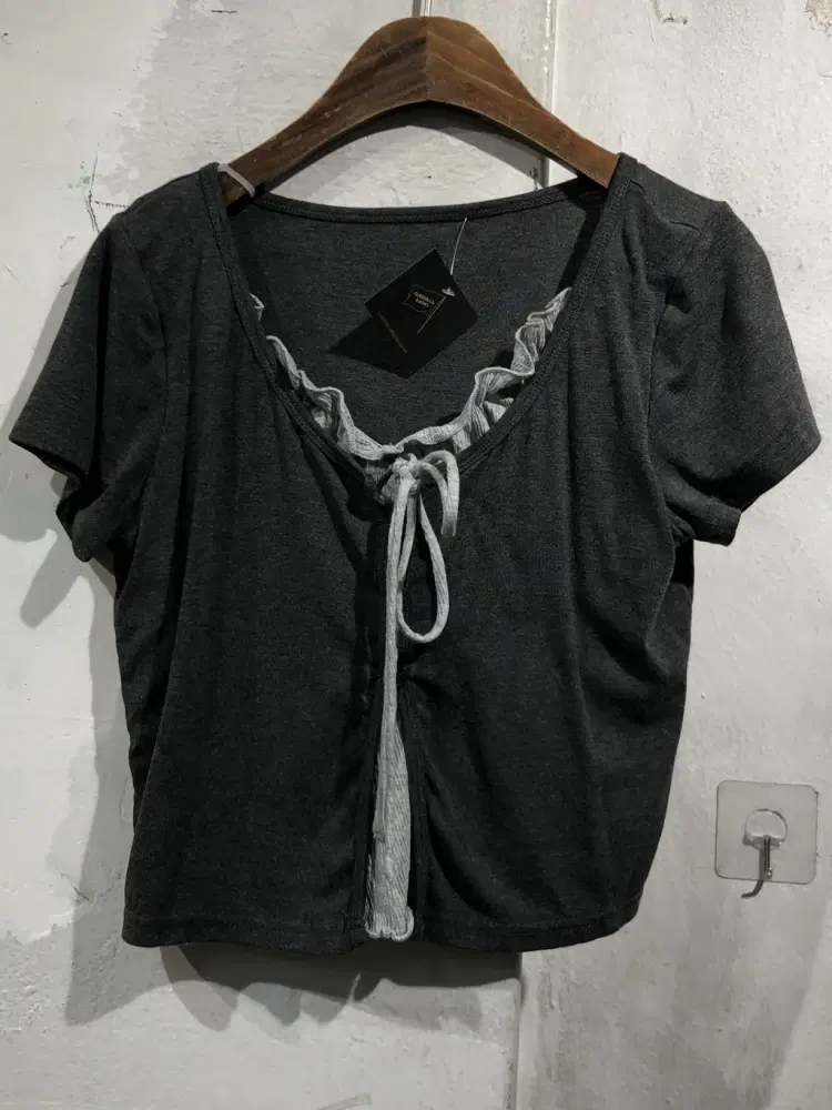 Grl dark gray layered short sleeve t-shirt +to 6