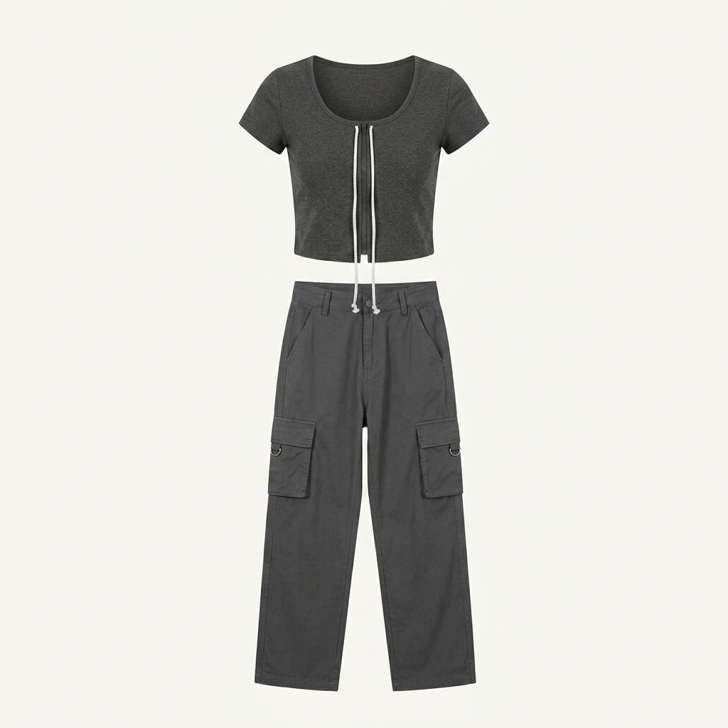 Grl dark gray layered short sleeve t-shirt +to 1