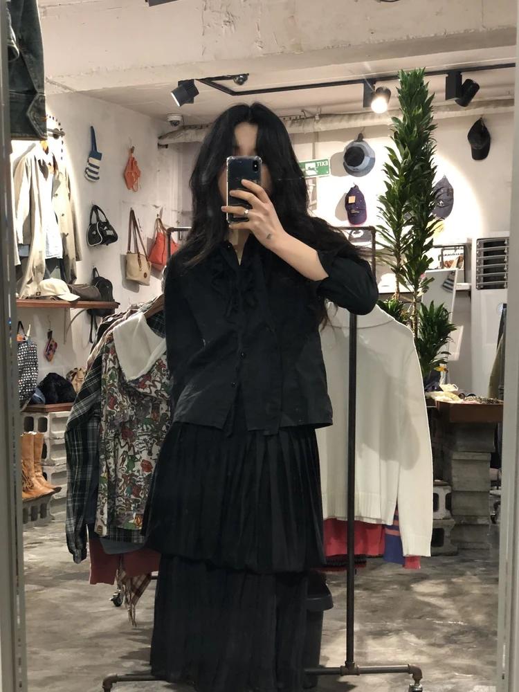 Chou Chou black ribbon blouse +to 4