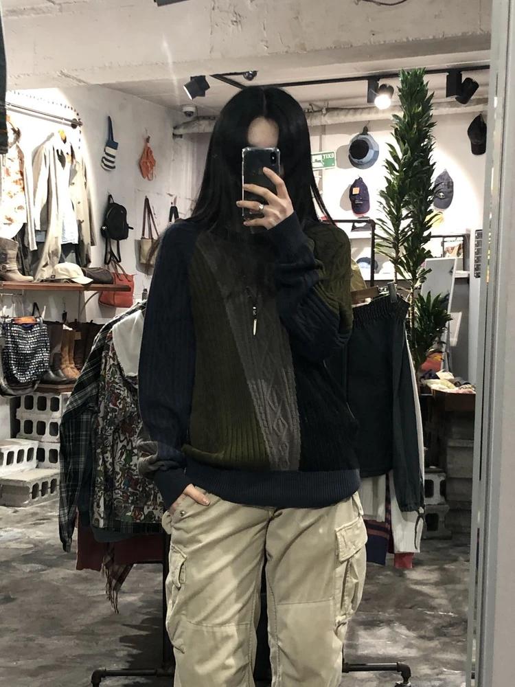 Aramis navy&khaki wool sweater +to 4