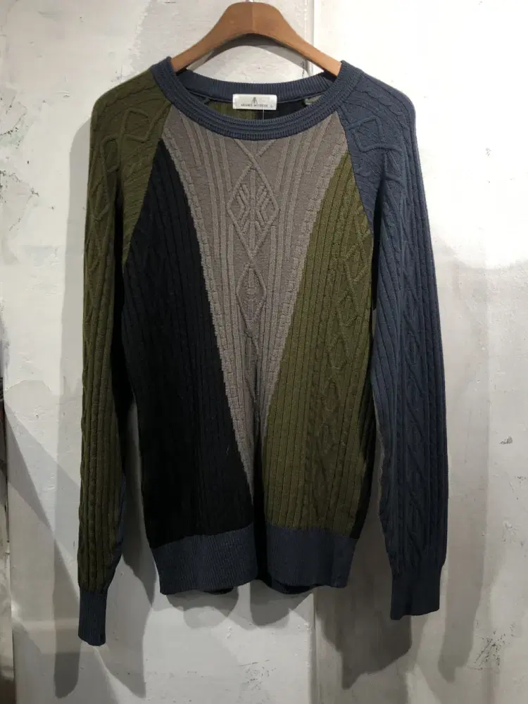 Aramis navy&khaki wool sweater +to 5