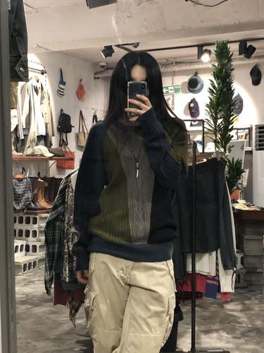 Aramis navy&khaki wool sweater +to 11