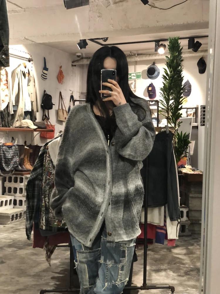 Attitude gray gradient wool cardigan +to 3