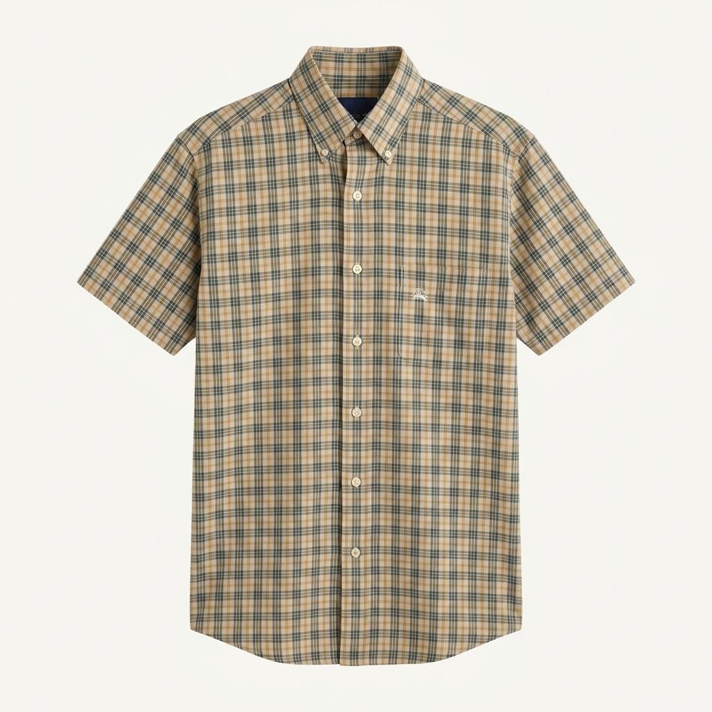 Burberry beige check short sleeve shirt 1