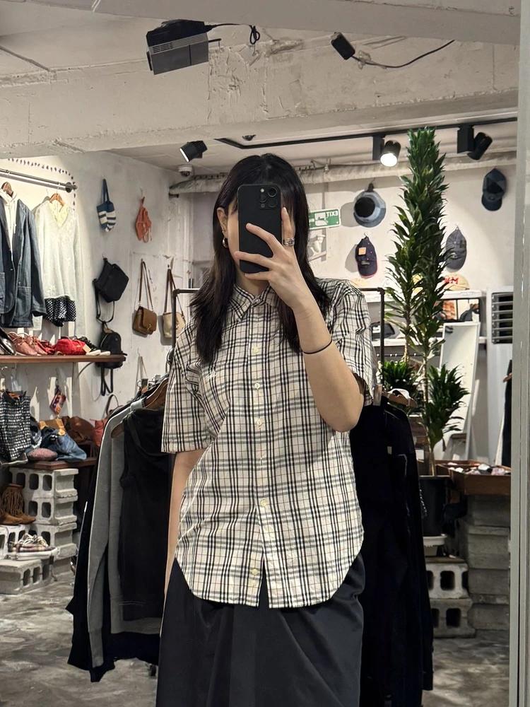 Burberry beige checked shirt_f 4