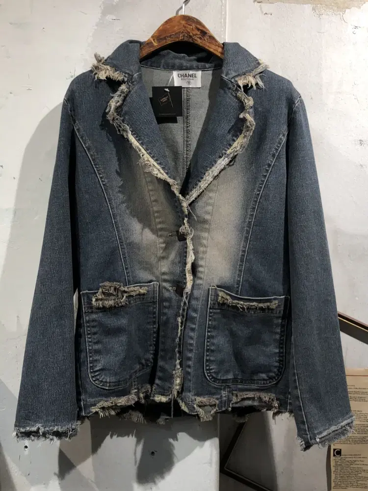 Chanel Boutique yellow washed denim blazer+f 6