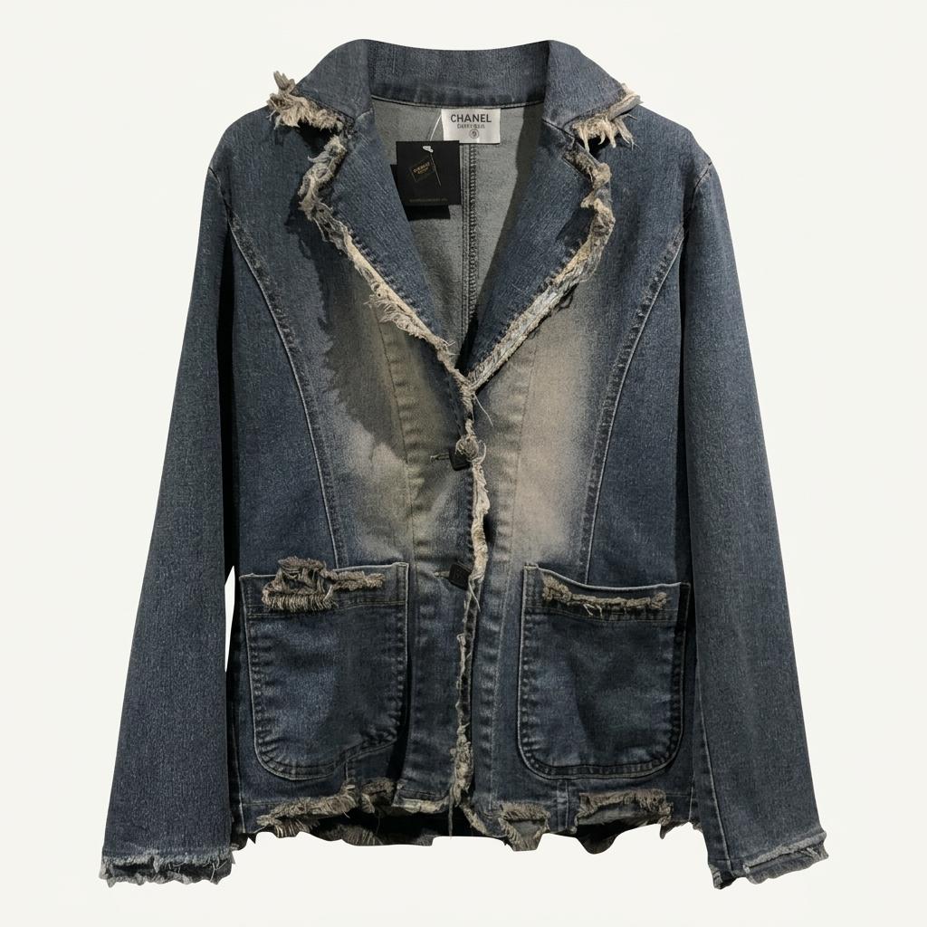 Chanel Boutique yellow washed denim blazer+f 1