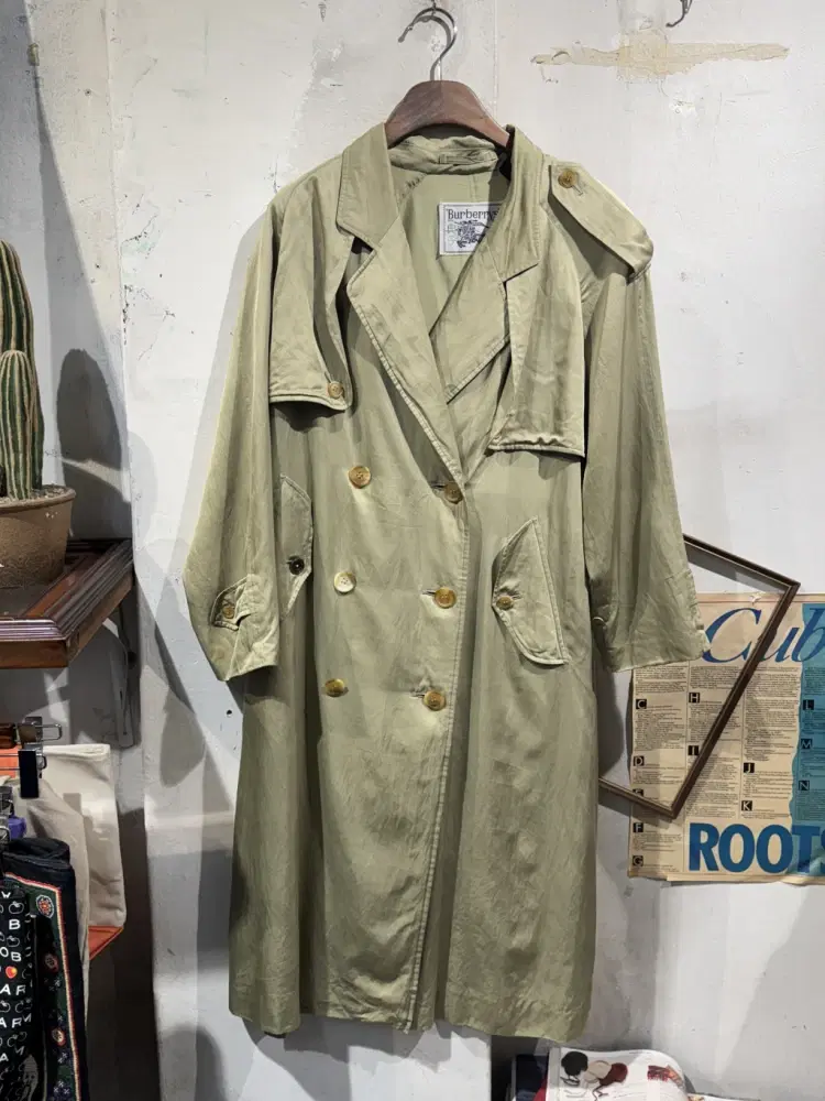 Burberrys khaki glossy trench coat_f 4