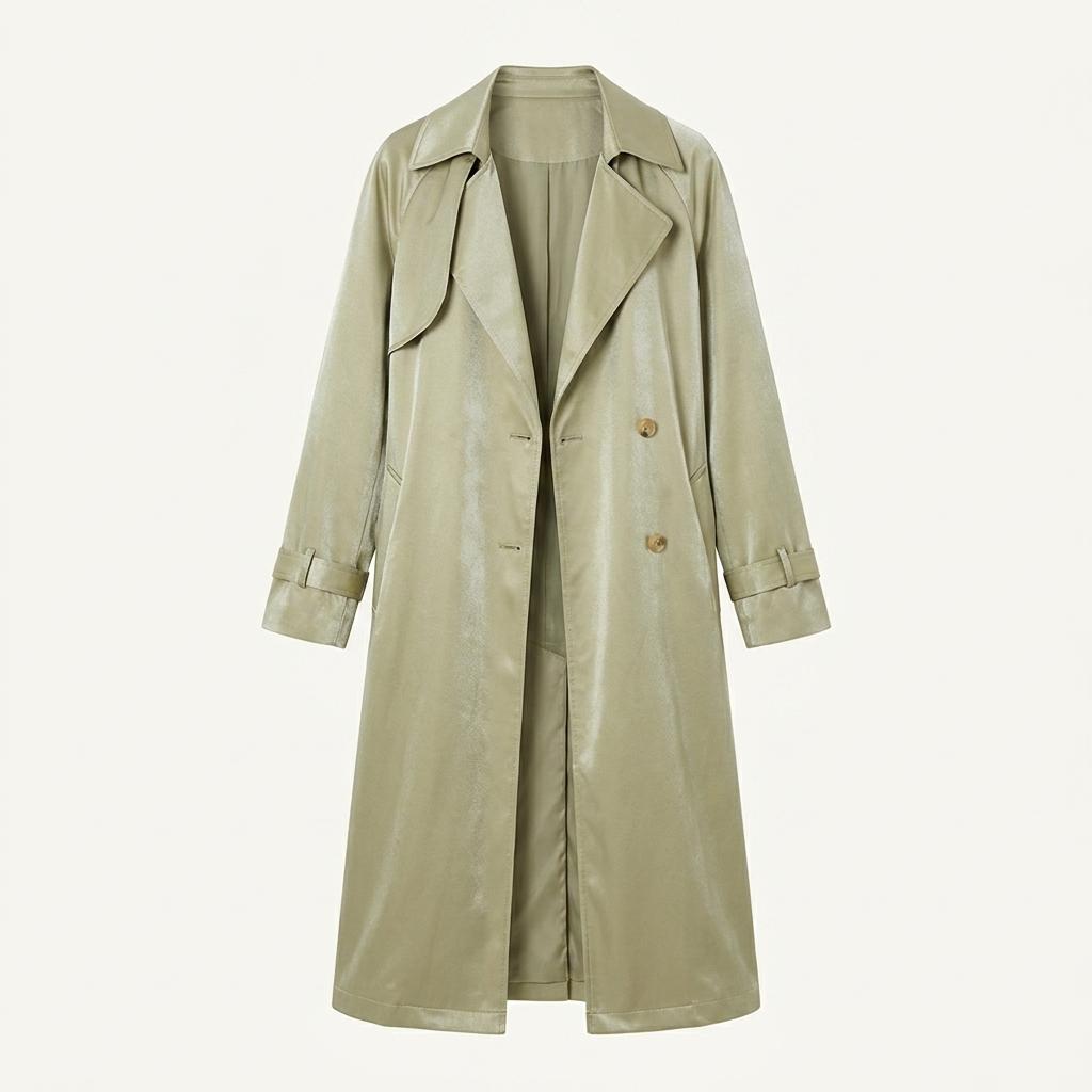 Burberrys khaki glossy trench coat_f 1