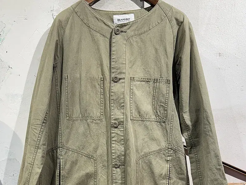 Beams Boy khaki long jacket 5