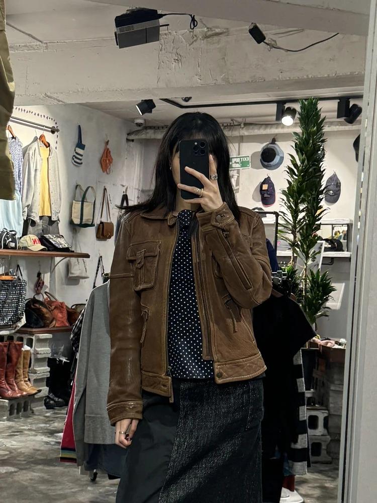 Ageless brown leather jacket +to 3