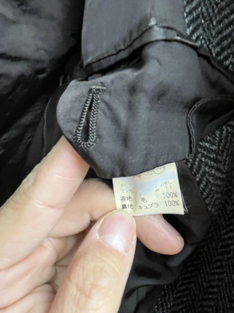 Isseymiyake black herringbone wool coat 10