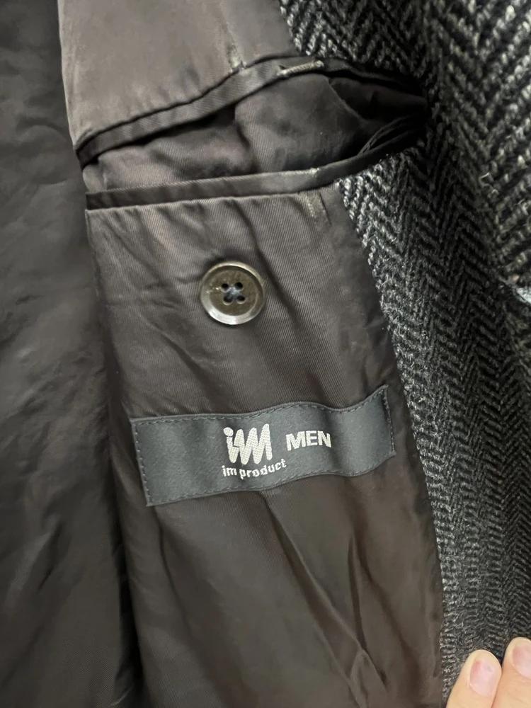 Isseymiyake black herringbone wool coat 9