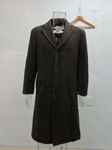Isseymiyake black herringbone wool coat 11