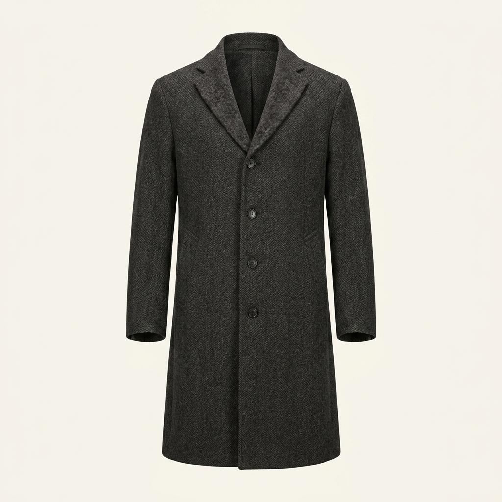 Isseymiyake black herringbone wool coat 1