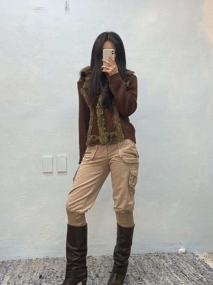 Burberry Blue Label beige ribbed hem cargo pants_f 5