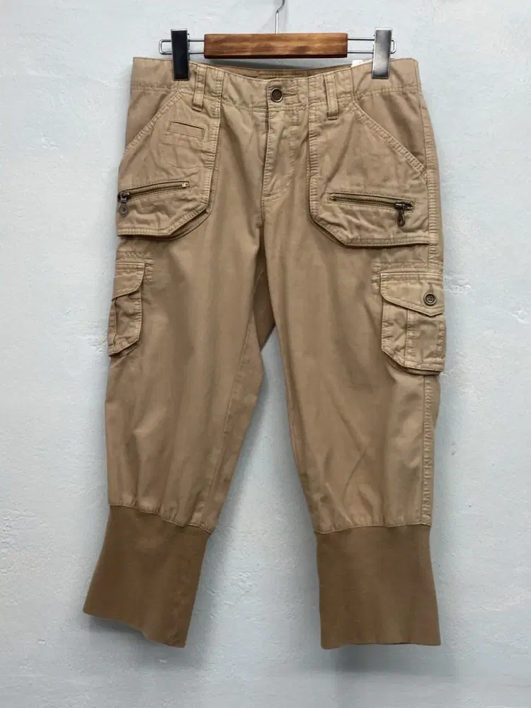 Burberry Blue Label beige ribbed hem cargo pants_f 6