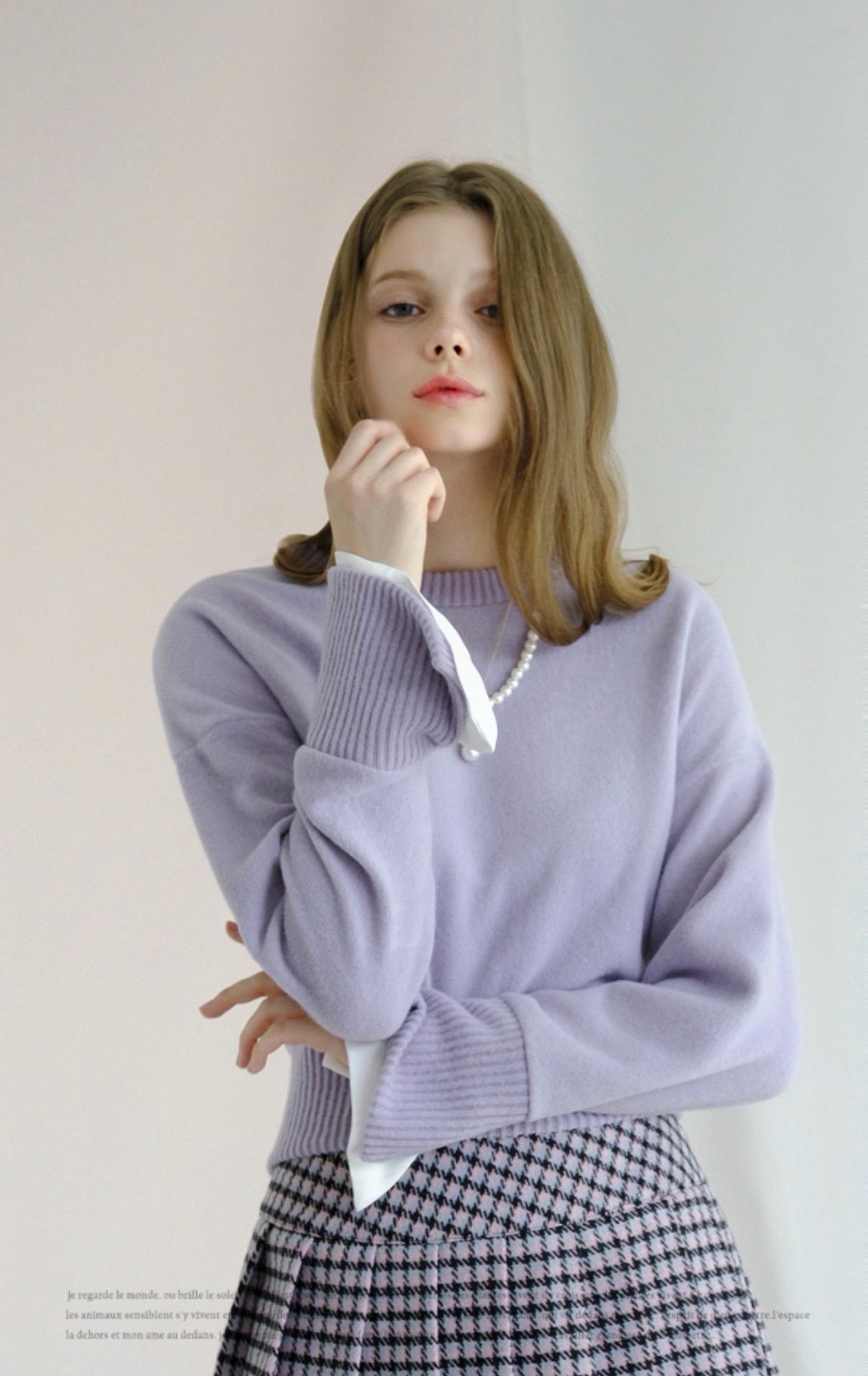 어반드레스 SHIRT LAYERD CROPPED KNIT LAVENDER 2