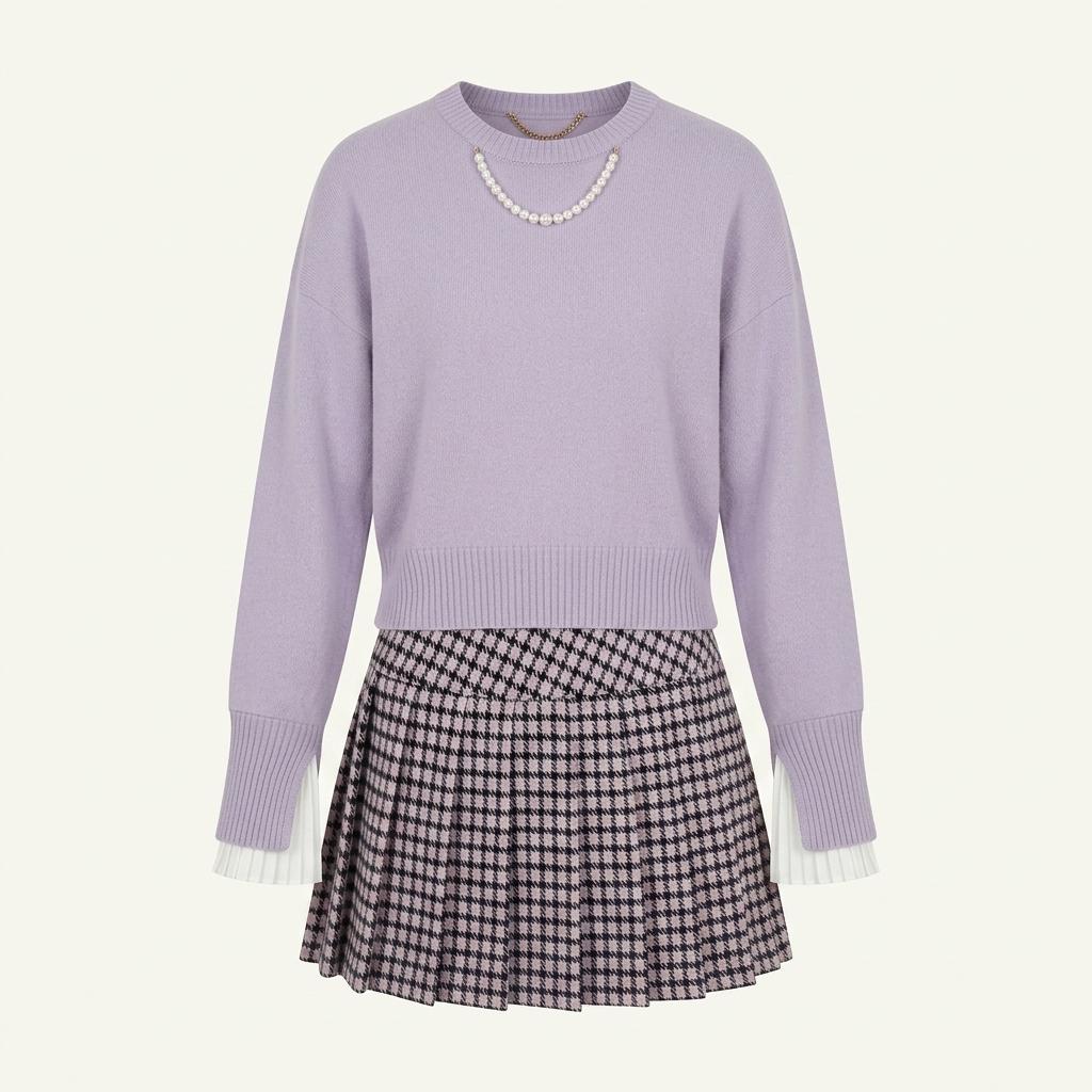 어반드레스 SHIRT LAYERD CROPPED KNIT LAVENDER 1
