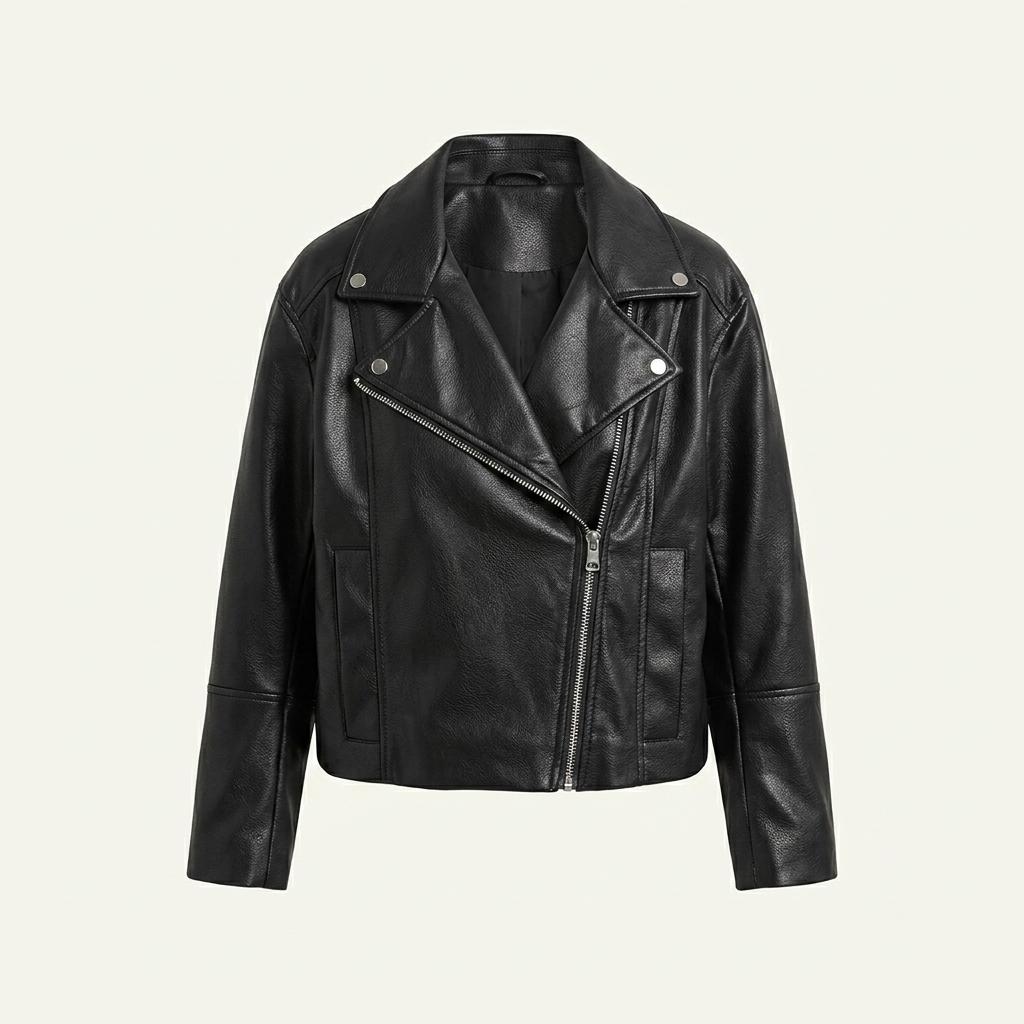 H&M 에이치엔엠 여성 페이크 레더 라이더 재킷 블랙 S 1