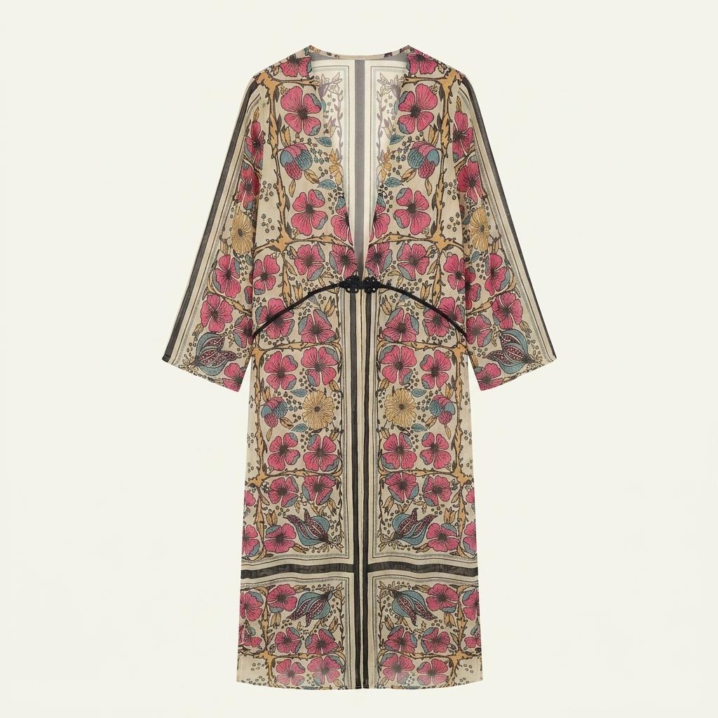 자라(ZARA)의 보호 플로럴 시어 롱 로브가디건 147 1