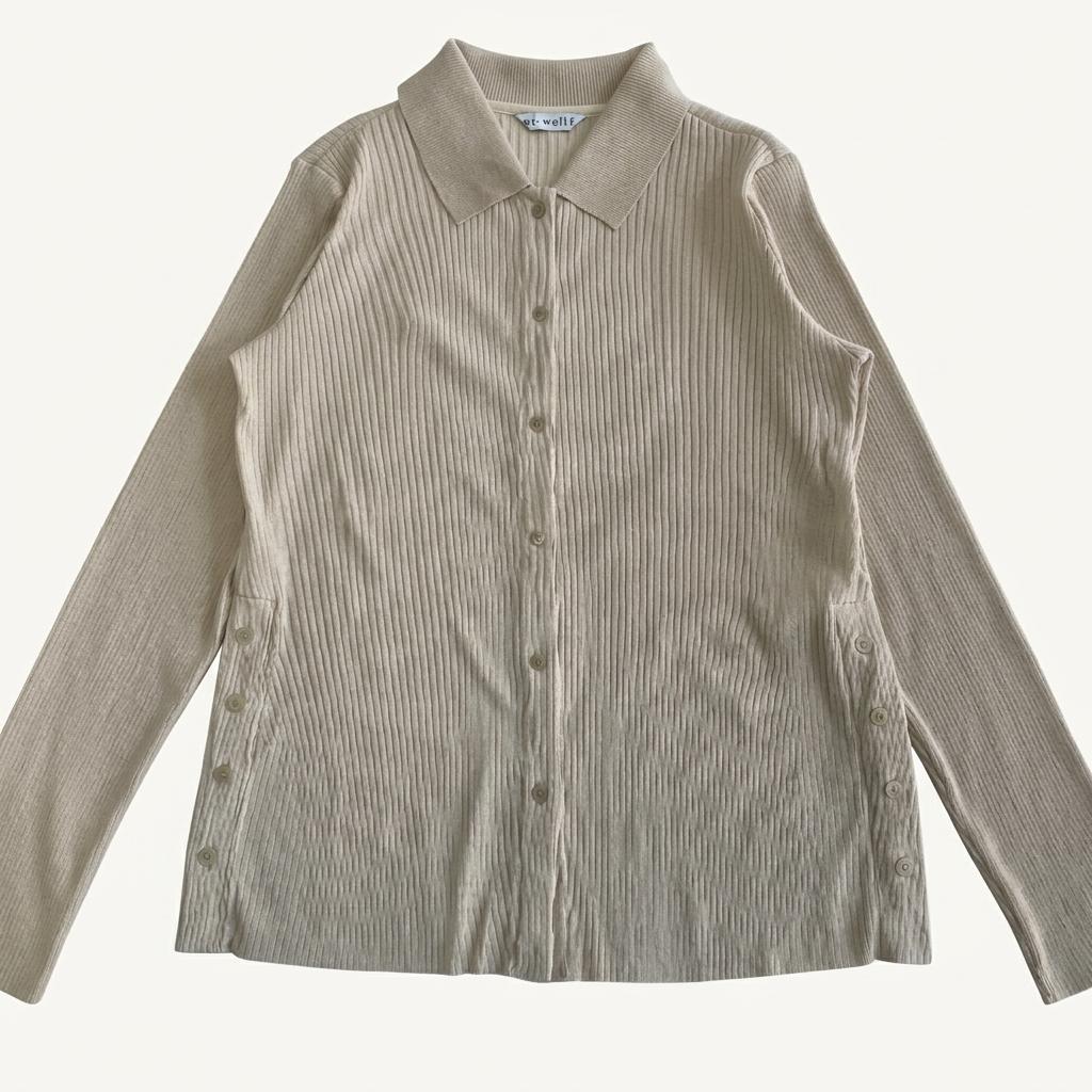 RE RHEE 리이 WIDE COLLAR PLEATED BLOUSE 1