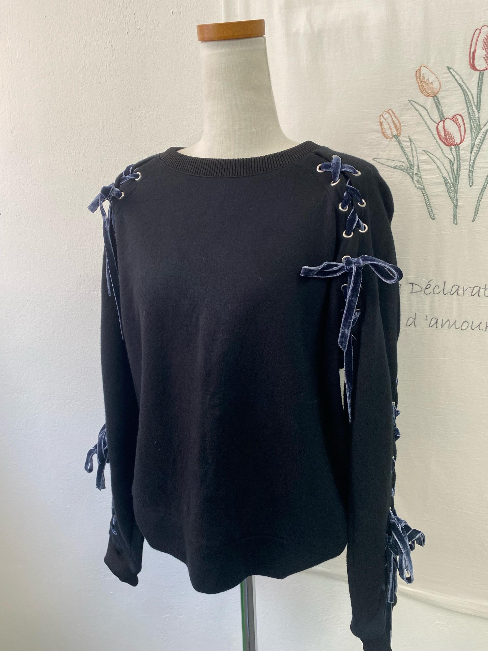 마쥬 Maje의 블랙 트라이앵글 레이스업 맨투맨 5