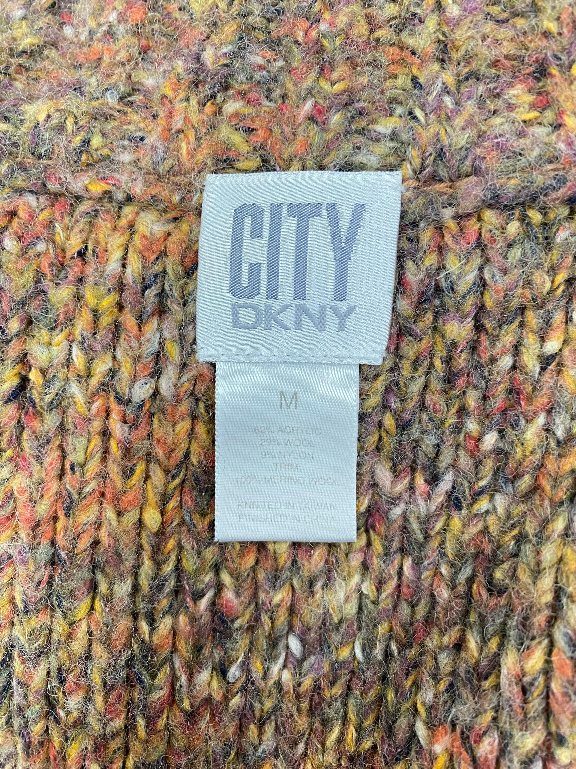 상태굿-DKNY 브라운 체크 케이블 니트 집업 가디건M 7