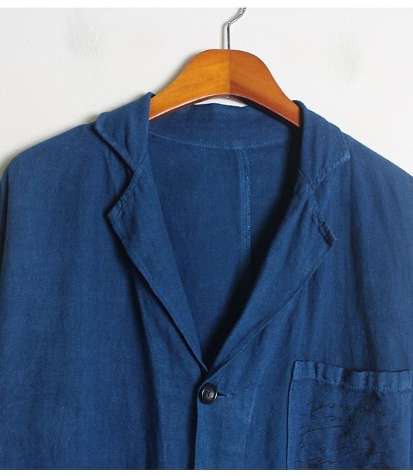 Indigo Dyed 100% Linen Coat 4