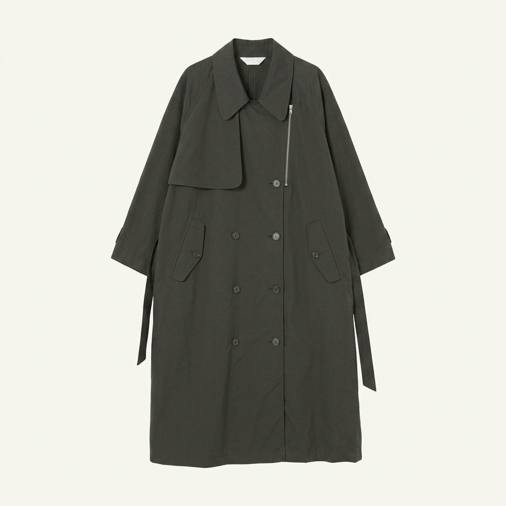 Cotton, Nylon Belted Long Coat [미사용품] 1