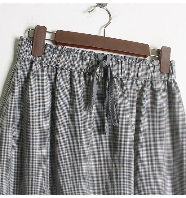 Check Pattern Cotton Long Skirt [25~29] 4