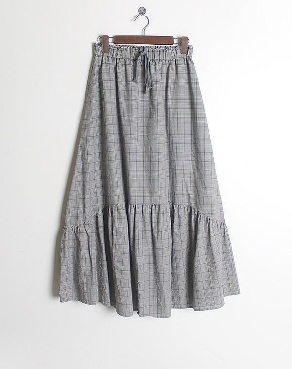 Check Pattern Cotton Long Skirt [25~29] 2