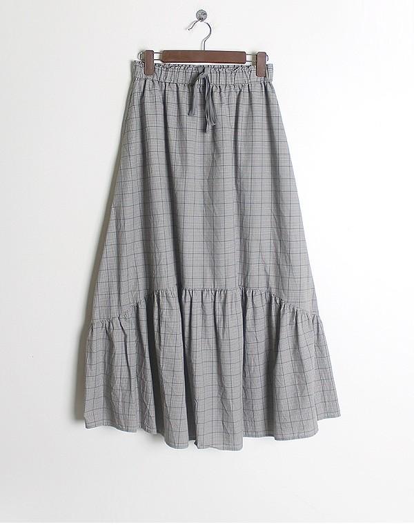 Check Pattern Cotton Long Skirt [25~29] 3