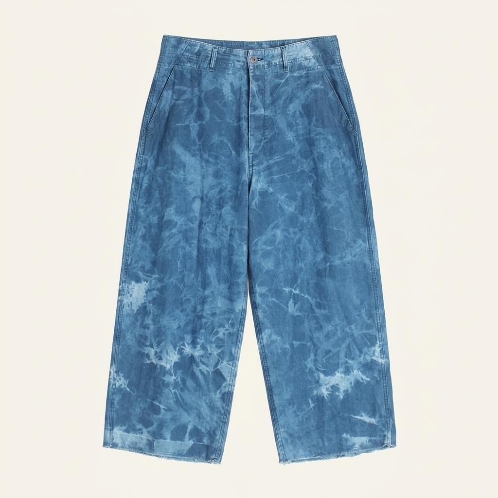 Indigo-Dyed Linen Pants 1