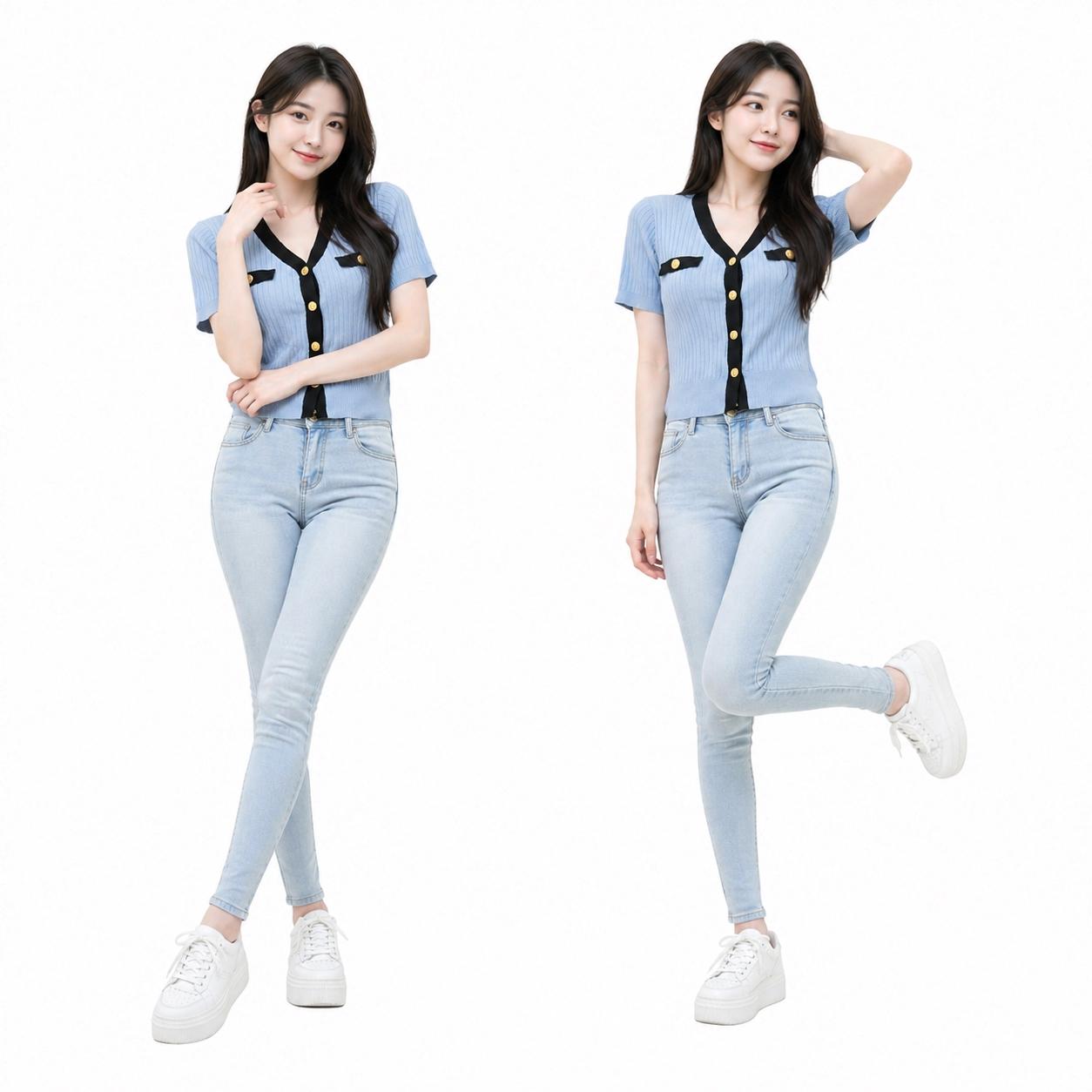 파스텔블루 니트 가디건 7