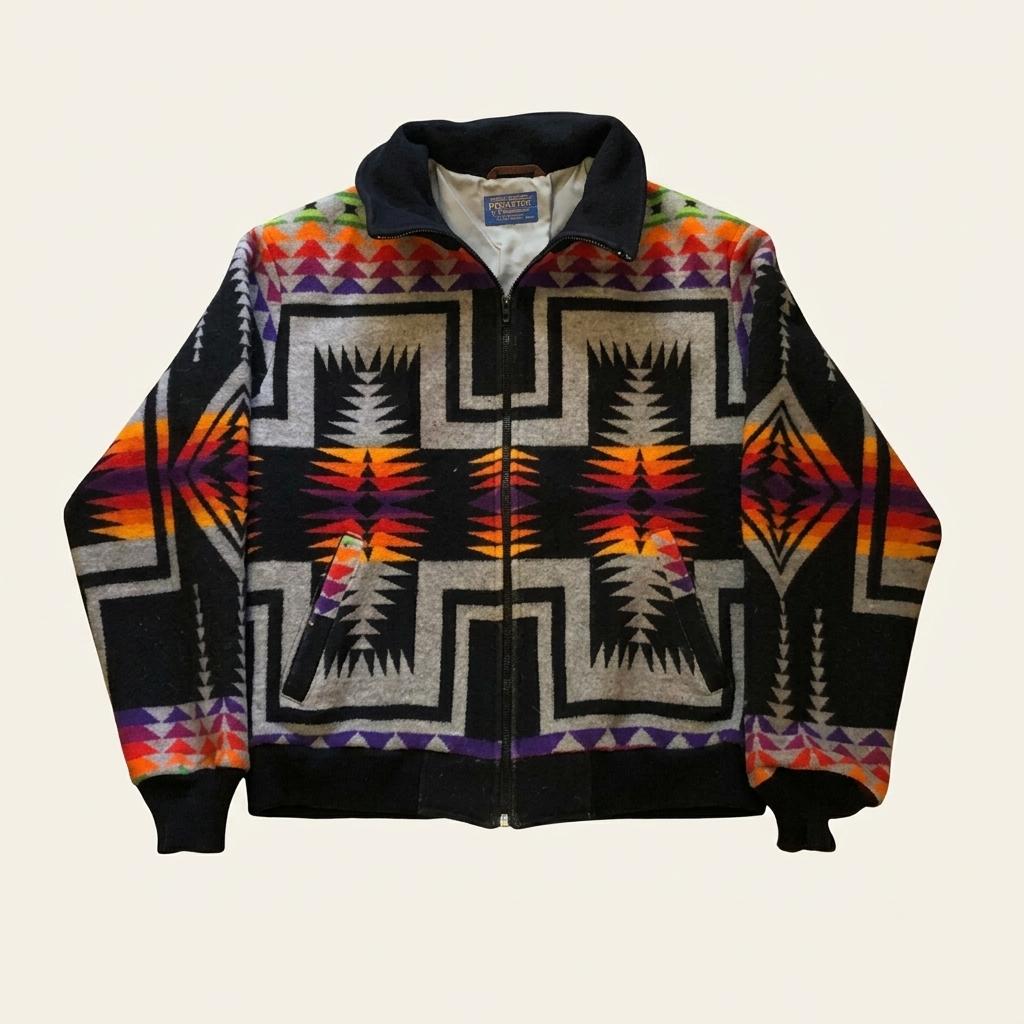 70s Pendleton Native American Jacket - L 1