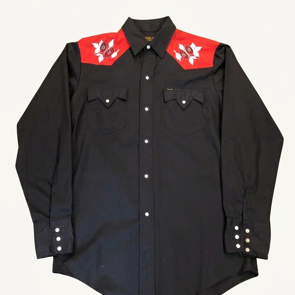 80s Bar -M western shirt - M (100) 1