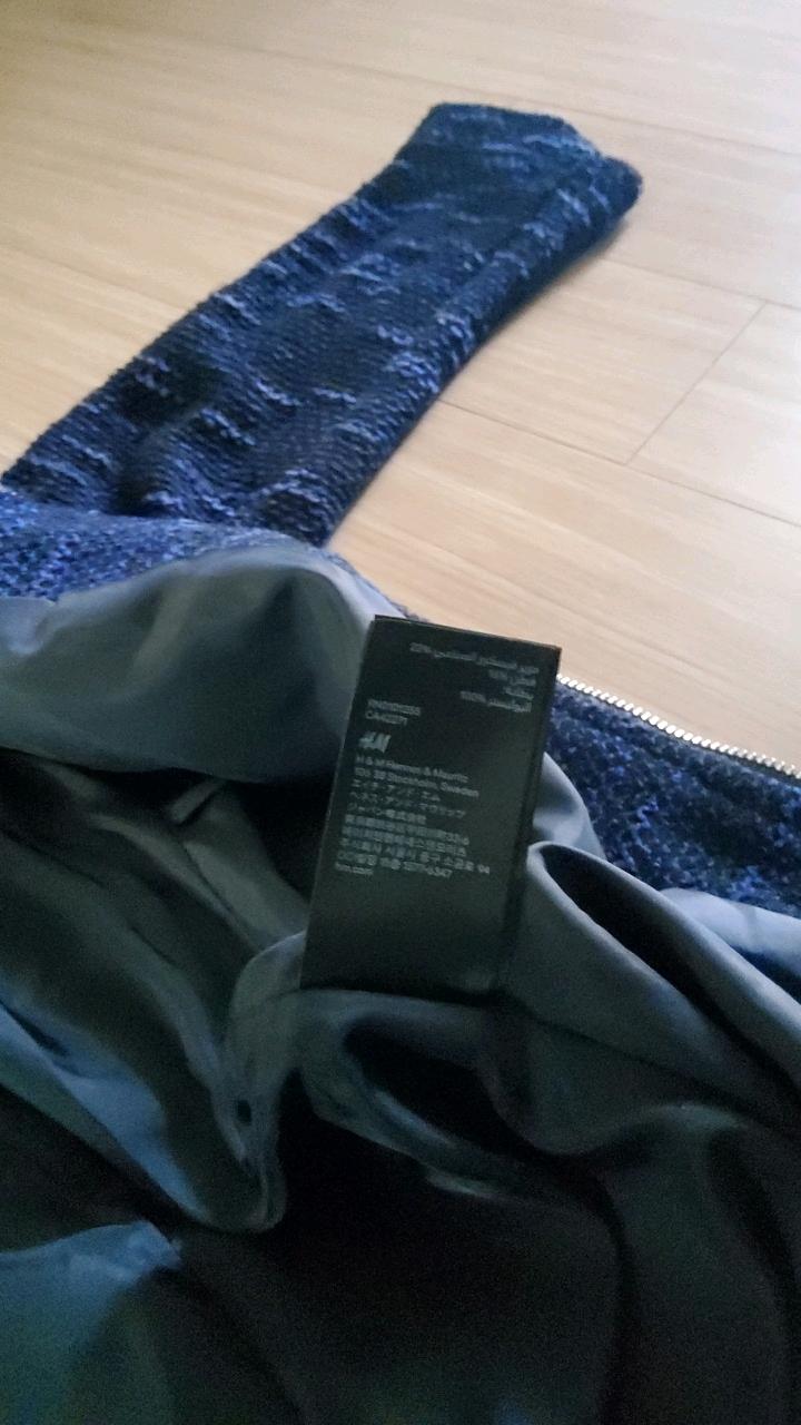 H&M 네이비 트위드 집업 노카라 재킷 3