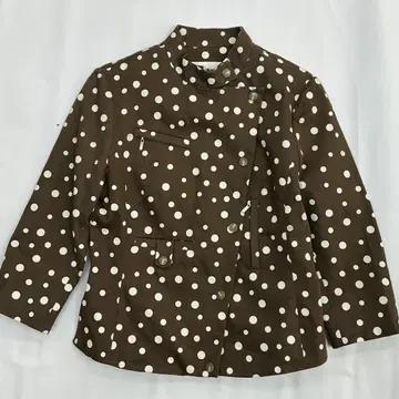 일본빈티지 HANAE MORI 도트 브라운 7부 면 봄 라떼갸루 자켓 3