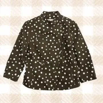 일본빈티지 HANAE MORI 도트 브라운 7부 면 봄 라떼갸루 자켓 2