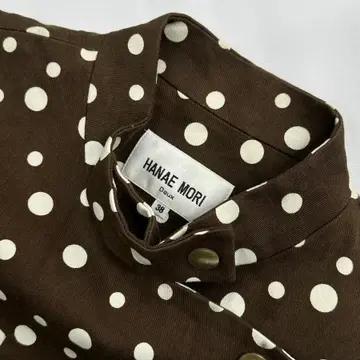일본빈티지 HANAE MORI 도트 브라운 7부 면 봄 라떼갸루 자켓 5