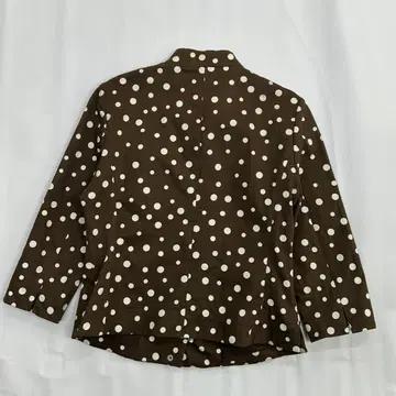 일본빈티지 HANAE MORI 도트 브라운 7부 면 봄 라떼갸루 자켓 7