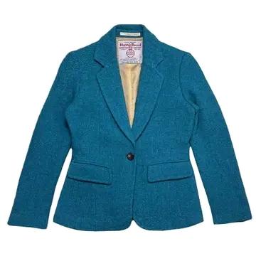 HARRIS TWEED 100% 울 블레이져 블루 100 2