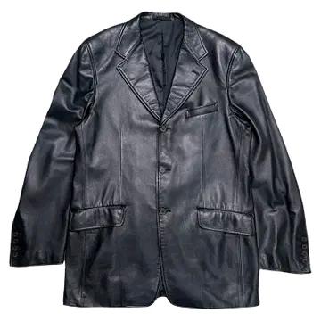 japanese vintage 가죽 블레이저 자켓 블랙 2XL 2