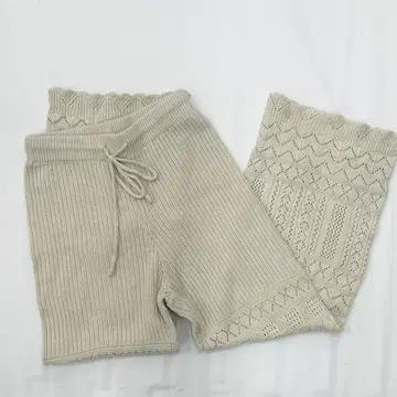 일본빈티지 에스닉 라떼갸루 러블리 레이스 베이지 니트바지 4