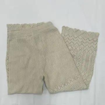 일본빈티지 에스닉 라떼갸루 러블리 레이스 베이지 니트바지 5