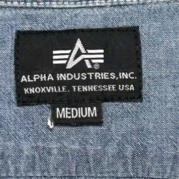 알파인더스트리 U.S.A.I 스탠실 디자인 샹브레이 셔츠 M 6